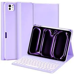 MMK for iPad Pro 11 inch Case with Keyboard, for iPad Pro Keyboard Case 11 inch with Pencil Holder - Lavender