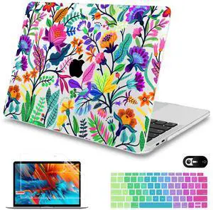 Mektron for MacBook Air 13 Case A1466/A1369 (2010-2017 Release), Snap-on Plastic Hard Shell Cover for MacBook Air 13.3 inch with Keyboard Cover,Bright-Coloured Flowers