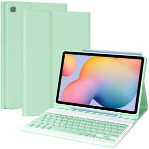 Keyboard Case for Samsung Galaxy Tab S6 Lite 10.4 Inch 2022/2020, Galaxy Tab S6 Lite SM-P610/P613/P615/P619 Tablet Cover Case with Detachable Wireless Keyboard S Pen Holder, Green
