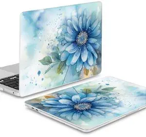 Mektron for MacBook Pro 13-inch Case 2022 2021 2020 Release A2338 M2 M1 A2289 A2251, Printed Plastic Hard Shell Cover for MacBook Pro 13.3-inch Touch Bar Fits Touch ID, Watercolor Blue Flower