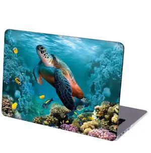 MINGDAO Compatible with MacBook Air 13 inch Retina Display with Touch ID, Hard Protective Shell with Keyboard Cover (M1 A2337 A2179 A1932, 2018 2019 2020 Release) - Underwater Sea Turtle and Coral