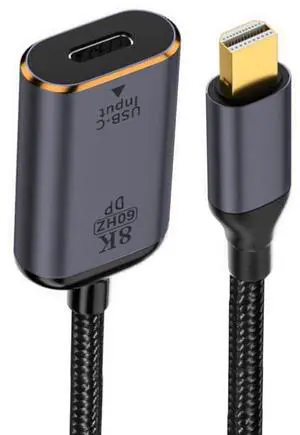 NFHK USB-C Type C Female Source to Mini Displayport DP 1.4 Sink HDTV Cable 8K@60hz 4K@120hz for Tablet Phone Laptop