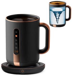 Rechargeable Self Mixing Heating Coffee Mug Electric Heated Smart Warmer Cup Base Gifts for Women and Men Water Tumbler Handle Temperature Control with Display