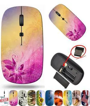maizi Wireless Mini Mouse for Computer Chromebook Notebook, Wireless Mini Mice Image ID: 29797854 Purple Flower on Colo Lightweight 2.4G USB Receiver Production in USA