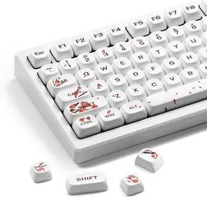XVX MOA Profile Cherry Blossom PBT Keycaps, 140-Key Dye-Sub Keycaps for ANSI/ISO Layout (Compatible with Cherry MX Switches & GK61/68/87/96/104/108, Includes 6.25u Spacebar)