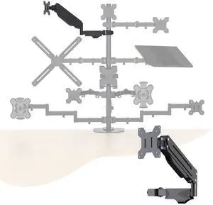 Pholiten Single Monitor Arm, Gas Type Display Arm, Double Articulated, 35MM Pole Mount, Supports 13-32Inches, Load Capacity 22.0 lbs, VESA 75-100mm MD8411DB