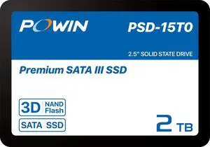 POWIN Premium SATA III SSD  2.5 inch Internal Solid State Drive with 3D NAND Flash for Laptop, PC Desktop and External Box, Up to 490/470 MB/s Read/Write Speed (2TB)
