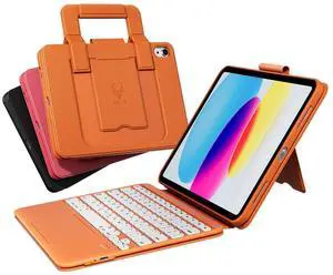 PAUL B for iPad 11th/10th Gen Case with Keyboard 11/10.9 inch A16 2025/2022,Handbag Design Wireless Keyboard Cover for iPad 11/10 Gen, with Pencil Holder,Multi-Touch Trackpad (Orange)