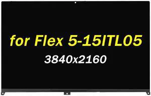 PEHDPVS 5D10S39644 Replacement for Lenovo IdeaPad Flex 5-15 5-15IIL05 5-15ITL05 5-15ARE05 5-15ALC05 81X3 82HT NE156QUM-N55 15.6" 3840X2160 LCD Touch Screen Display Digitizer Assembly with Bezel