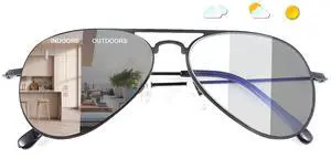 PEEPAI Photochromic Blue Light Blocking Glasses UV400 Sunglasses Anti Eyestrain Computer Gaming Blue Light Screen Blocker Glasses Clear Lens Anti Glare Eye Protection Eyewear for Men Women