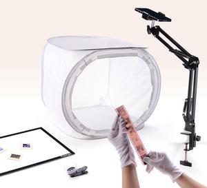 All-in-One Scanning Bundle for Slides & Negatives with Photo Tent, Light Pad, Phone Mount, Macro Lens, & Cotton Gloves