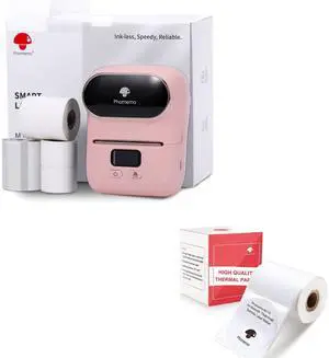 Phomemo M110S Label Maker Set- with 1 50x50 Round Label, Bluetooth Label Maker for for Business Labeling, Barcode, Office, Cable, Retail, with Fonts Choose, Icons, Templates, Pink