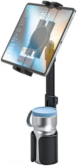 Car Cup Holder Tablet Mount for 4.7"-13" Phone & iPad - Car Tablet Cup Stand Expander with Height Adjustable Arm Fit for Truck/SUV/Automobile, Compatible with iPad Pro/Air/Mini, Galaxy Tab, iPhone