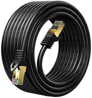 Qxcynsef 130FT Outdoor Cat 6 Ethernet Patch Cable,Cat6 Internet 26AWG Heavy Speed-Duty LAN RJ45 Networking Shielded-SFTP-550-Mhz Waterproof Direct Burial Long Network Cord 40M