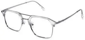 PRIVOZA Blue Light Blocking Computer Glasses, Square Eye Protect Video Eyeglasses Anti Glare Men Women (Clear)