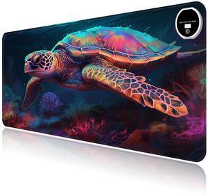 Heated Mouse Pad with 3 Levels Heated & 3 Hours Auto Shut-Off Mouse Pad for Warming Hands in Office Home, 23.6" x 14.2"Large Safe Desk Mat Hand Warmer,Colored Turtle