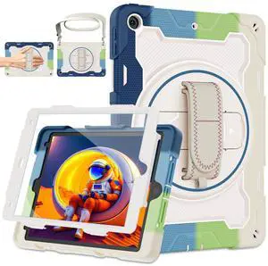ROSROME Kids Boys Case for iPad 10.2 inch iPad 9th/8th/7th Generation 2021/2020/2019 with Screen Protector,Rotating Stand Hand Strap Shoulder Strap Pencil Holder Heavy Duty Shock Resistance Case