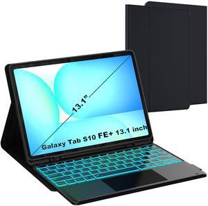 for Galaxy Tab S10 FE+ 13.1 inch Case with Keyboard - 7 Color Backlit Detachable Tablet Keyboard Cover with Touchpad - Tab S10 FE Plus 13.1" 2025 Samsung Keyboard Case with S Pen Holder Black