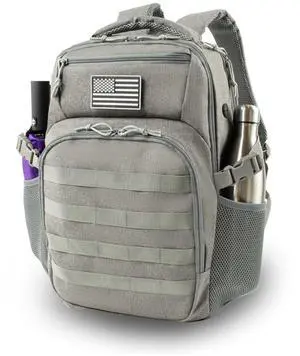 RooPoke 30L Military Travel Laptop Backpack 17-inch Backpack For Women Business Carry On Flight Approved Small Grey Backpack Bug Out Bag Work Gym Weekend Bag Men's Assault Bags Back Pack