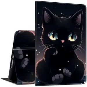 Case for  Kindle Fire Max 11 Tablet (13th Gen, 2023 Release) 11" PU Leather Slim Folding Adjustable Stand Smart Cover with Auto Wake/Sleep for Fire 11 Max Tablet,Cute Black Cat