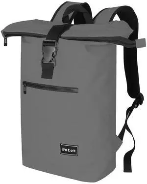 ROTOT Roll Top Travel Backpack, 22L High Volume Laptop Bag Carry on Accessories Essentials (Gray)