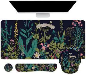 LATEEFAH Mouse Pad with Wrist Rest, Large Mouse Pad, Ergonomic Gaming Desk Pad Keyboard Wrist Rest Set, 4-in-1 Desk Mat Keyboard Mat for Home, Office