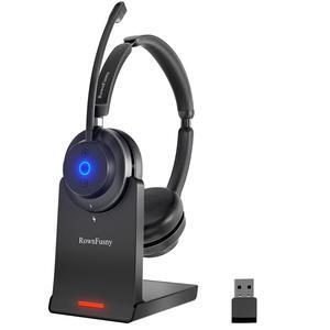 Rownfusny Bluetooth Wireless Headset with Mic for Work, Bluetooth 5.3, Advanced Noise Reduction Microphone, Clear Calls - Comfortable Over-Ear Headphones for PC, Laptop, iPhone, Android, Zoom, Office