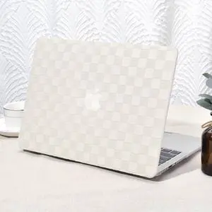 Seorsok Compatible with Old Version MacBook Air 13.3 inch Case Models A1369 & A1466(2010-2015 2017) Release,Elegant Leather Plastic Hard Shell Case Transparent Keyboard Cover,Beige