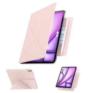 for iPad Air 11 inch Case M3/M2, Slim Full Edge Protective with Foldable Cover and Hidden Pencil Holder Magnetic Case for iPad Air 7th/6th/5th/4th Generation (Pastel Pink, iPad air 11 inch)