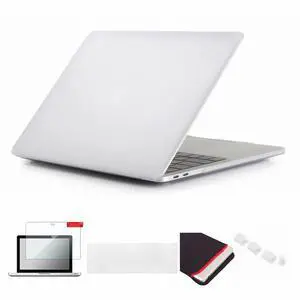 Se7enline compatible with MacBook Pro Case with Touch Bar Touch ID 5 in 1 Matte Hard Cover 2016-2018 for Mac Pro 15 inch A1707/A1990&Sleeve&Keyboard Cover&Screen Protector&Dust plug, Transparent Clear
