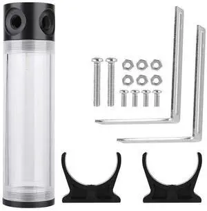 Water Cooling Reservoir, PC Water Reservoir 190mm*50mm Diameter G1/4'' POM Cylindrical CPU Water Cooler Reservoir System Heat Sink Kit Cooling Acrylic Water Reservoir for PC