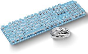 EWEADN TK950 Typewriter Keyboard Wireless Mechanical Keyboard,Q9 Wireless Clear Mouse Dual Mode Bluetooth & 2.4G USB