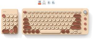 Meetion Gamer Portable Bluetooth Colorful Computer Keyboards, Wireless Spilt Ergonomic Keyboard with Separate Numeric Keypad, Mini Numeric Keypad for Accountants/Left-Handed User,Creamy
