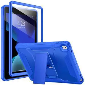 Soke Case for iPad 6th/5th Generation 9.7 Inch 2018/2017,with Built-in Screen Protector and Kickstand, Rugged Full-Body Heavy Duty Protective Cover for Apple iPad Air 2 /Pro 9.7 - Abyss Blue