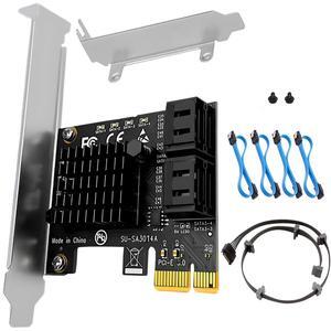 SMBLCE PCIe SATA Expansion Card, 4-Ports 6.0 Gb/s SATA Expansion Card, Supports PCI Express X1 X4 X8 X16 Slot for Windows10/7/8/XP/Vista/Linux with 4 Data Cables and Power Splitter