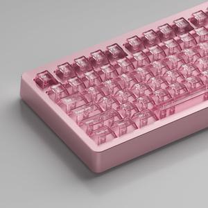 Sumgsn Pink Crystal Keycaps 114 Keys Clear Keycaps Set Cherrry Profile Key caps Fit for 60% 65% 95% Mechanical Keyboard Cherry Mx Switches (Only Keycaps)