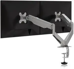 Suptek Dual Monitor Mount Stand-Height Adjustable Gas Spring Monitor Arm Desk Mount for 2 Computer Screens 17 to 27 inches - Each Arm Holds up to 13.2lbs,Silver(MD8SPS)