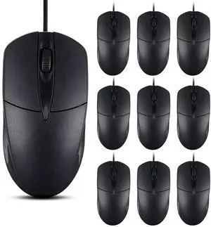 SUNYIWJIE 40 PCS Black Wired Computer Mouse Bulk USB 1000 DPI 3 Button Corded Mouse with Home Office Noiseless Simple USB Mouse for Computer Laptop Desktop PC