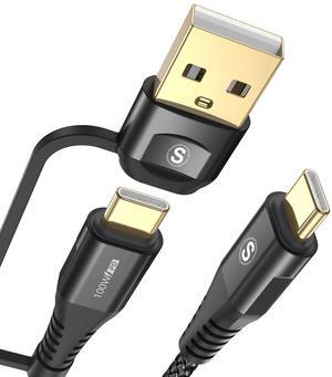 USB Type C Charger Cable [2pack, 6.6ft], PD 100w iPhone 16 15 pro max Charger 2-in-1 USB C to USB C Cable Nylon Braid for MacBook iPad Pro/Air Samsung Galaxy S24 S23 S22 S21 S20 Note 20 10 Flip Pixel