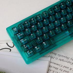 114 Keys Green Crystal Transparent Keycaps PC Cherry Profile Clear Keycaps Set Fit for 61/64/87/98/104/108 Cherry Mx Switches Mechanical Keyboard