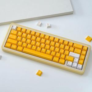 136 Keys Doubleshot Keycaps Cherry Profile Yellow Keycap Set Fit for 61/64/87/104/108 Cherry Mx Switches Mechanical Keyboard