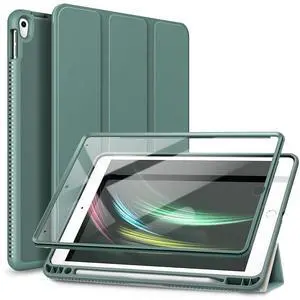 SURITCH Case for iPad Air 3 2019(3rd Gen)/iPad Pro 10.5 2017,[Built-in Screen Protector][Pencil Holder] Full Body Trifold Stand Protective Case Cover with Auto Wake/Sleep for Apple iPad 10.5"-Green