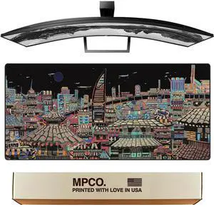 MPCO. Masterpiece Large Gaming Desk Pad - 36" x 17" Duraglyde Fabric Ichiba-Night Desk Mats - Washable, Smooth Glide for Precision Gaming & Work