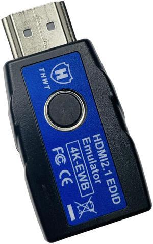 THWT HDMI 2.1 4K EDID Emulator (Model: 4K-EWB), Supports SCDC and EDID Copying and Emulation, HDCP Pass-Through (not Bypass), Pre-Set EDIDs are 4K@60Hz 4:4:4 and 4K@120Hz 4:2:0 with 2.1 Channel Audio