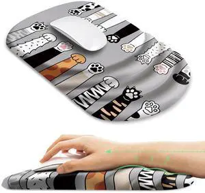 Ergonomic Mouse Pad with Wrist Rest Support,Non-Slip PU Base,Massage for Carpal Tunnel Pain Relief,Memory Foam Mousepad for Home,Office,Work(Cute Cat)