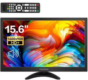 Thinlerain 15.6 Inch Computer Monitor 1600x900 Small PC Monitor with HDMI VGA AV BNC USB Ports, 60Hz, 5Ms, VESA, Remote Control, Mini Display Built-in Speakers for Office Home