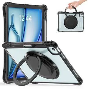 Tuiklol for iPad Air 11'' Air 7th 6th Gen 2025 2024 / iPad Air 10.9'' Air 5th 4th Gen Case 2022 2020 / iPad Pro 11'' 4/3/2/1 Gen 2022-2018 Protector Rotate Stand Clear Back Cover, Clear Black