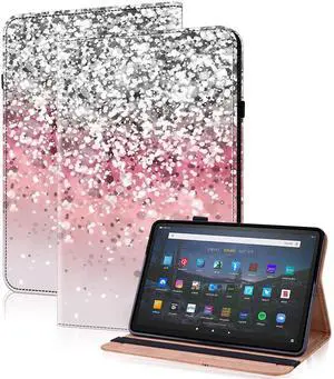 Case for Kindle Fire HD 10 & 10 Plus Tablet (13th/11th Generation, 2023/2021 Release) 10.1" - PU Leather Flip Case with Elastic Band & Card Slots/Holder, Multi-Angle Stand Cover - Gradation