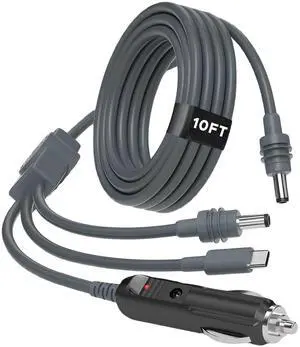 TYAIWENRA 3-in-1 Starlink Mini Power Cable, 10FT High-Speed USB-C to DC Power Cable, Car Adapter, Car Charger and DC Replacement Cable for Starlink Mini.(P) (3 in 1, 10 FT)