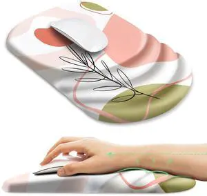 Ergonomic Mouse Pad with Wrist Rest Support,Non-Slip PU Base,Massage for Carpal Tunnel Pain Relief,Memory Foam Mousepad for Home,Office,Work(Rose)